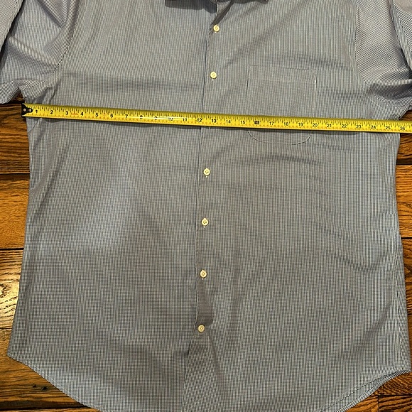 PETER MILLAR BLUE & WHITE LONG SLEEVE BUTTON UP COTTON SHIRT SIZE 17.5 LONG - Picture 4 of 7